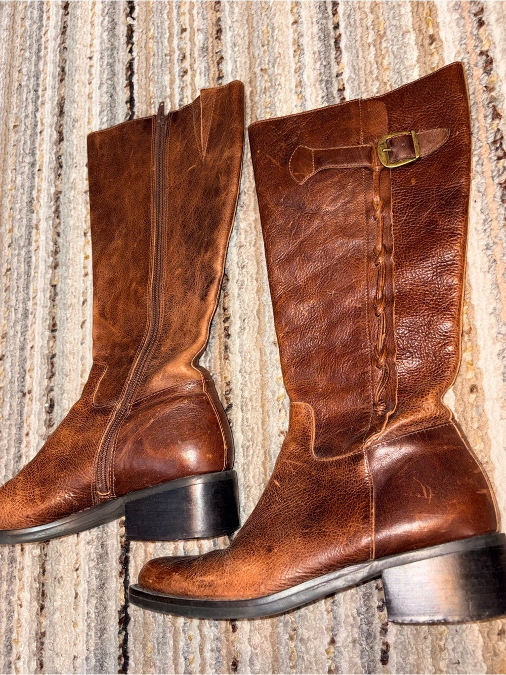Nicole Brown Leather distressed Tall Riding Boots